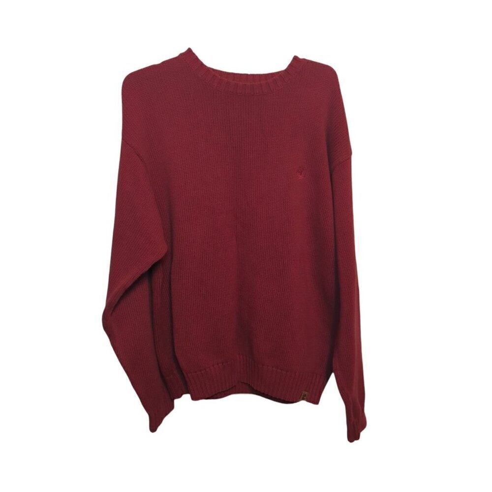 Timberland Men's Size XL 100% Cotton Maroon Long Sleeve HEAVY Sweater
